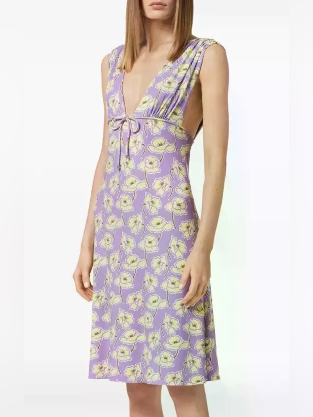 Versace poppies size 38 or 2 small - xs spring summer dress poppy purple